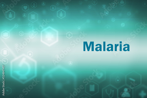 The inscription malaria on a blue white background, medicine, baner, World Malaria Day
