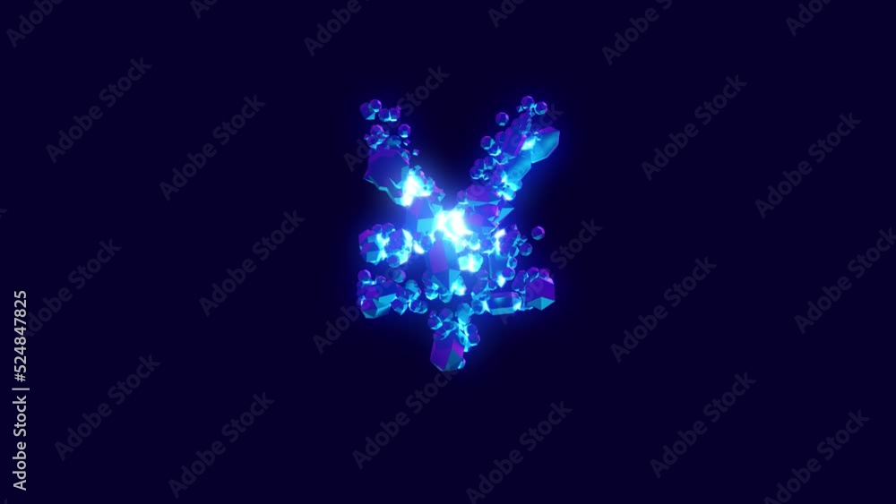 magic blue diamonds or ice font - yen symbol, isolated - loop video magic blue diamonds or ice font - yen symbol, isolated - loop video