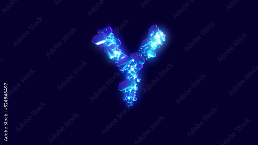 magic blue diamonds or ice crystals alphabet - letter Y, isolated - loop video magic blue diamonds or ice crystals alphabet - letter Y, isolated - loop video