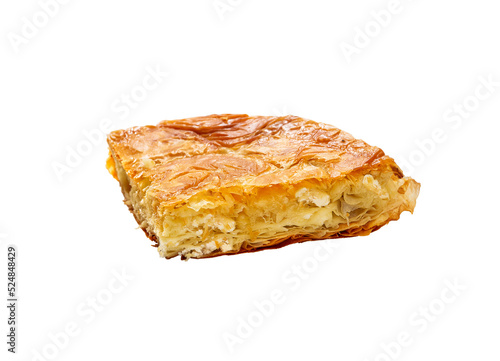 Traditional Balkan pastry - Burek with cheese isolated on white, including clipping path