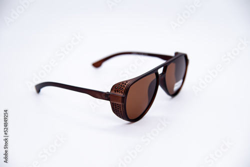 sunglasses in a plastic frame on a white background