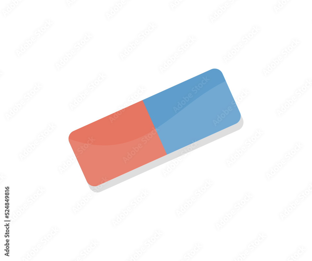Red and blue eraser school education logo design. Erasing tool vector. Isometric drawing item, education and knowledge, geometry lesson or class equipment vector design and illustration. Red and blue eraser school education logo design. Erasing tool vector. Isometric drawing item, education and knowledge, geometry lesson or class equipment vector design and illustration.