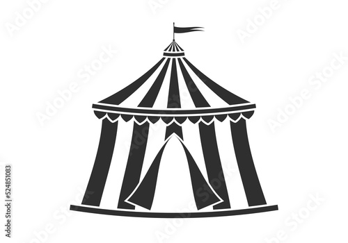 Circus tent icon. Carnival, festival, fair marquee logo. Funfair symbol. Vector illustration.