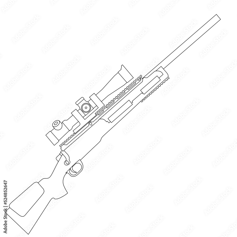 long-barreled gun line art vector. long-barreled gun line art vector.
