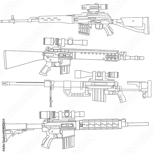 long-barreled gun vector image for coloring book.