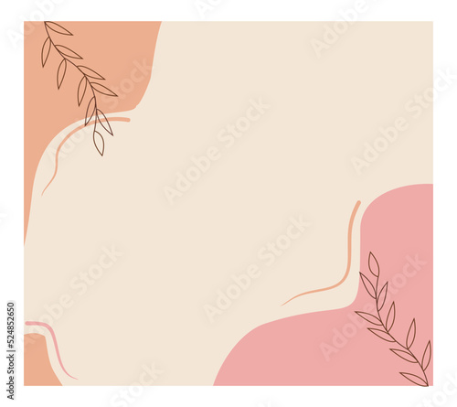 Organic minimal trendy vector background template for social media, instagram post. Abstract floral