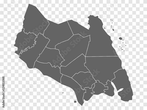 Blank map State Johor of Malaysia. High quality map Johor with municipalities on transparent background for your web site design, logo, app, UI.  Malaysia.  EPS10.  photo