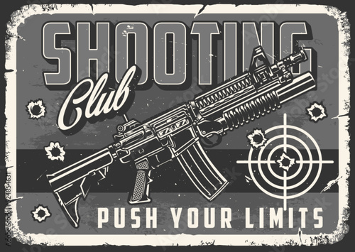 Shooting club vintage label monochrome