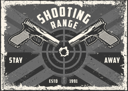 Shooting range vintage label monochrome