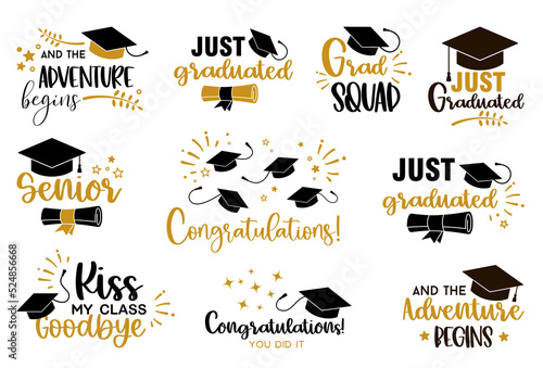 Graduation congratulations at school, university or college . Trendy calligraphy inscription