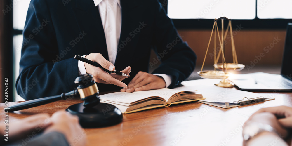 Business people and lawyer contract signing and explaining to customers at the office.