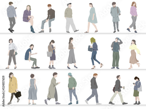 Group of people vector illustration set