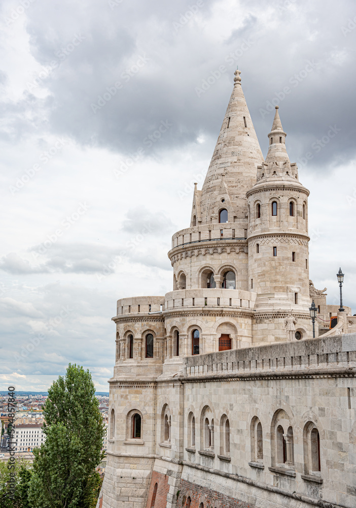 Ancient architectural building Fishermens Bastion in Budapest, Hungary.