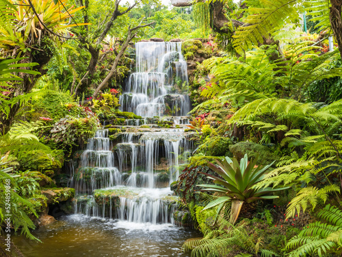 beautiful waterfall in garden decoration