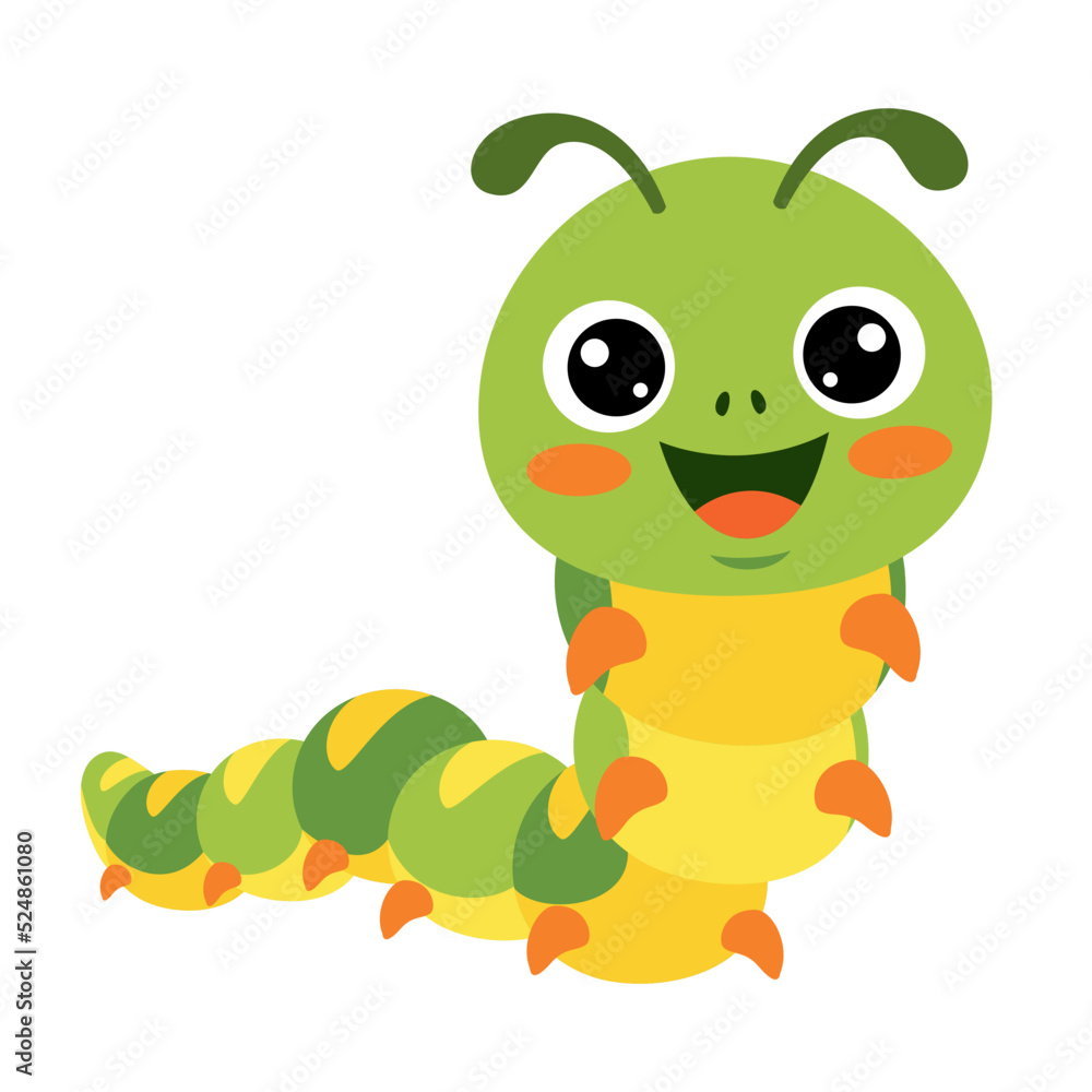 Fototapeta premium Cartoon Illustration Of A Caterpillar