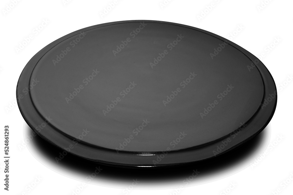 Black circle ceramics plate isolated on white background. Black circle ceramics plate isolated on white background.