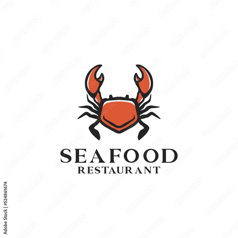 Red crab seafood restaurant icon logo design Red crab seafood restaurant icon logo design