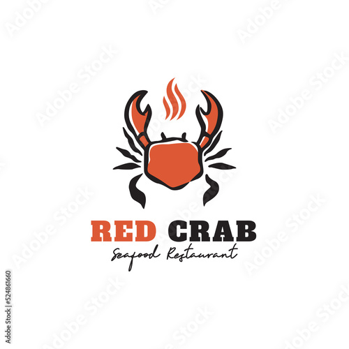 Red crab seafood restaurant icon logo design