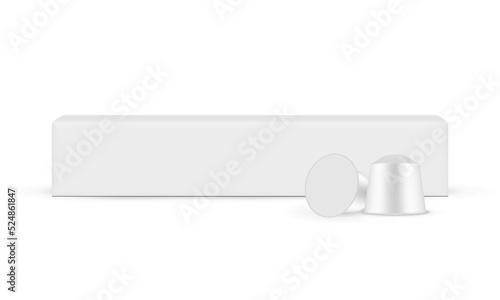 Coffee Capsules Pack Mock Up, Isolated on White Background, Front View. Vector Illustration