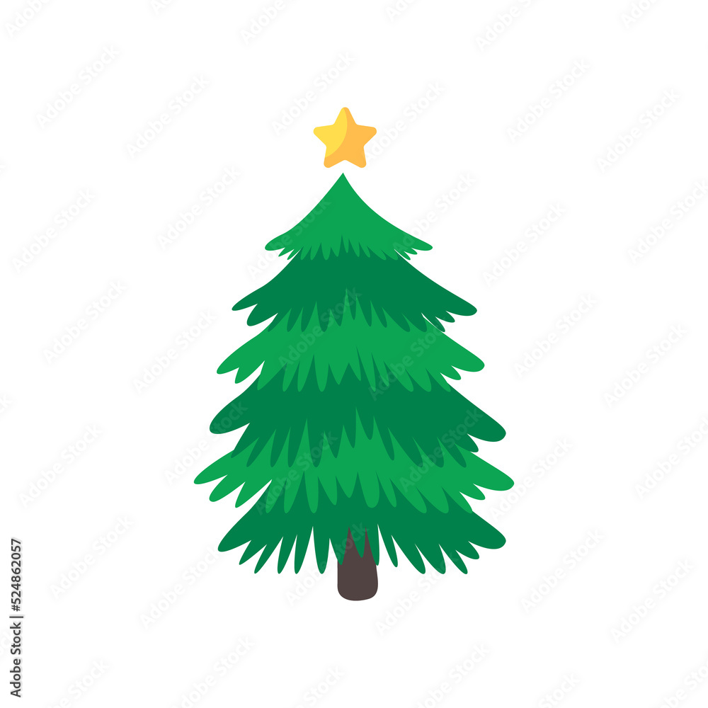 Obraz premium Christmas tree. A pine tree decorated with colorful lights to celebrate Christmas.