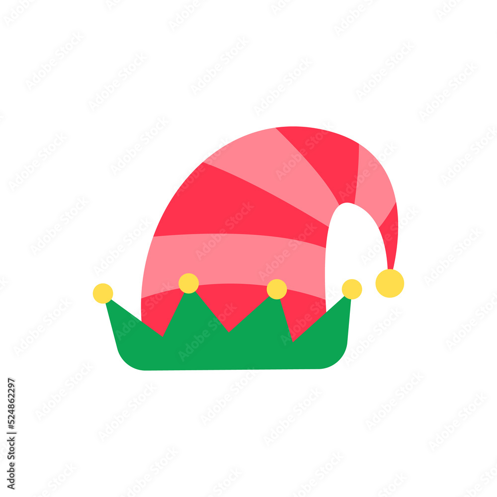 Fototapeta premium Christmas hat. Green elf hat to decorate your head at Christmas parties.