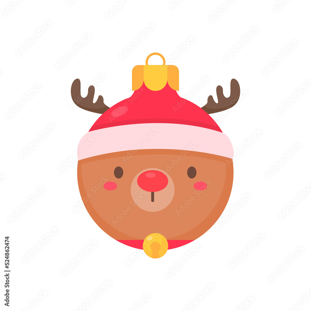 animal face christmas ball wearing a red woolen hat for decoration on Christmas animal face christmas ball wearing a red woolen hat for decoration on Christmas