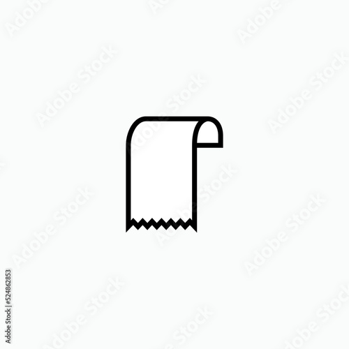 Receipt Slip Print Out Icon - Vector. Presented in Line Art Style.