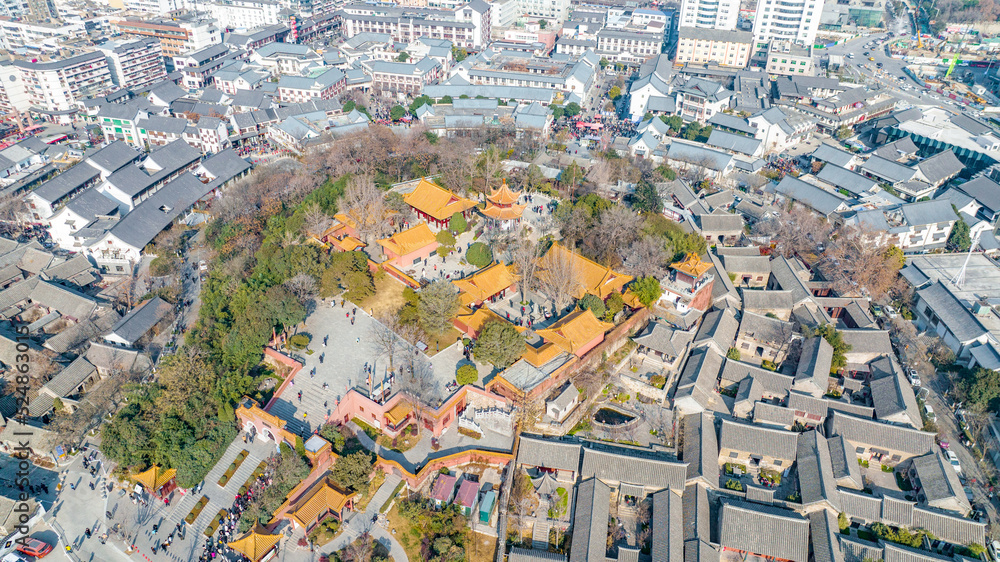 Aerial photography of Hubushan Opera Stage Scenic Spot and Huilongwo Scenic Spot, Xuzhou City, Jiangsu Province, China
