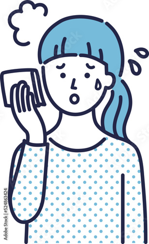 汗を拭く女性のイメージイラスト