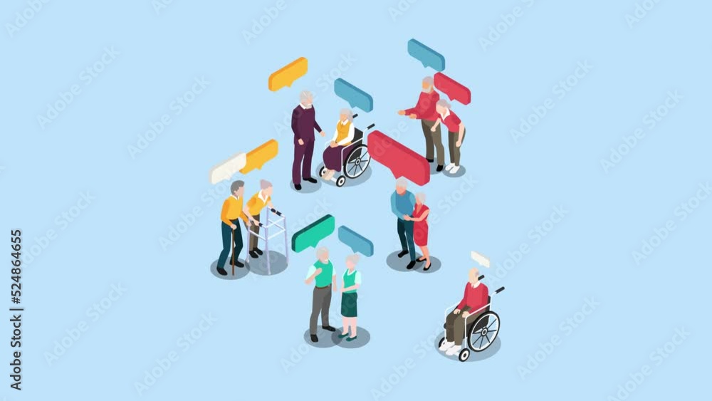 Group of disabled old people doing recovery Group of disabled old people doing recovery