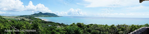 Aerial Blue Ocean and Beach View of Ishigaki-jima island from Nosoko Observatory in Okinawa, Japan - 日本 沖縄 石垣島 野底展望台 photo