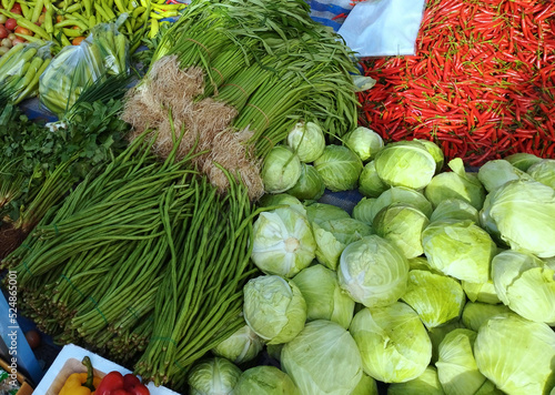 Various fresh vegetables on the market