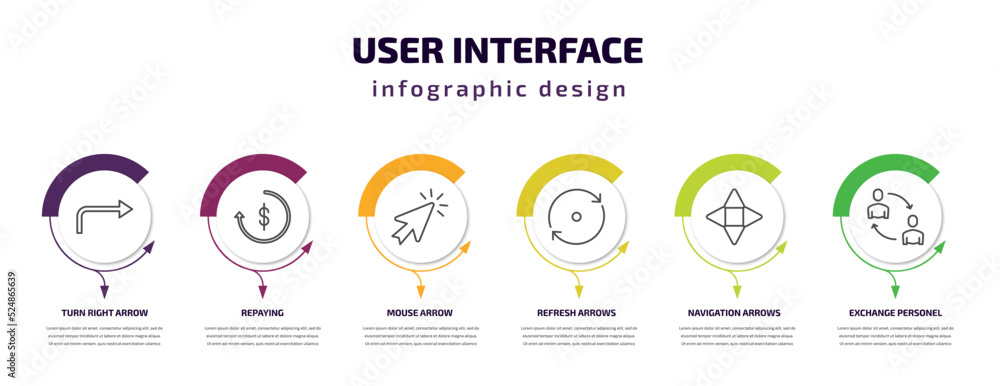 user interface infographic template with icons and 6 step or option ...