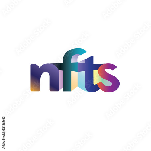 Pseudo-3D typographic art of words saying "NFTs", short for nun fungible tokens.