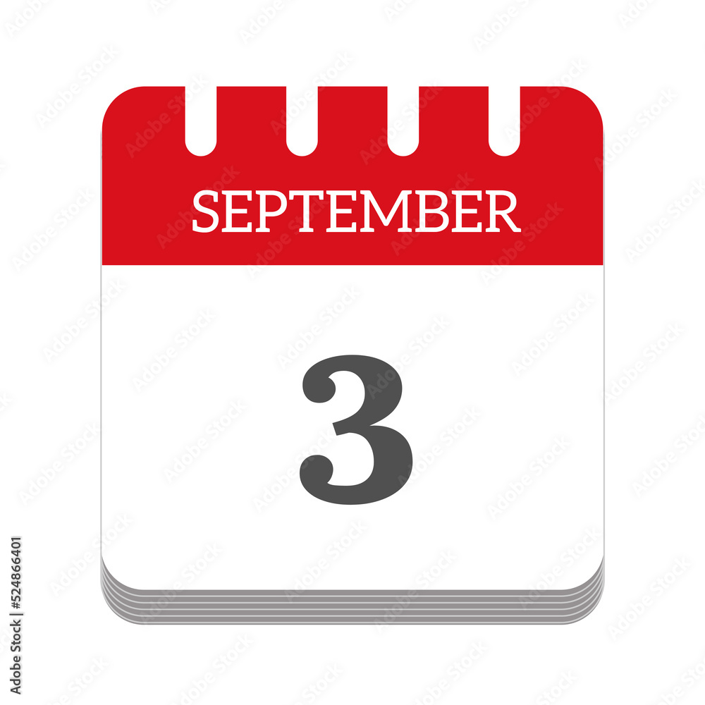 September 3 calendar flat icon September 3 calendar flat icon