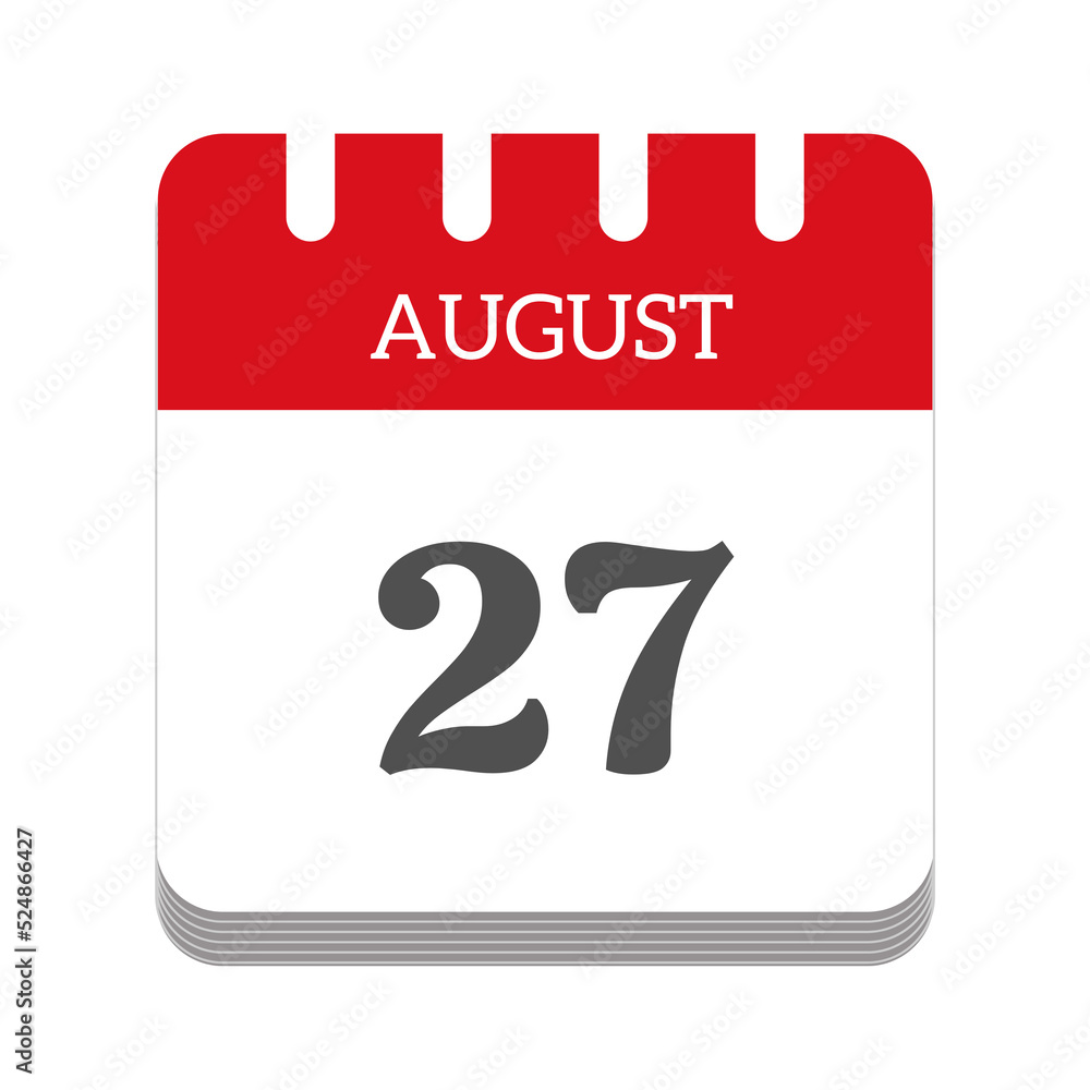 August 27 calendar flat icon August 27 calendar flat icon