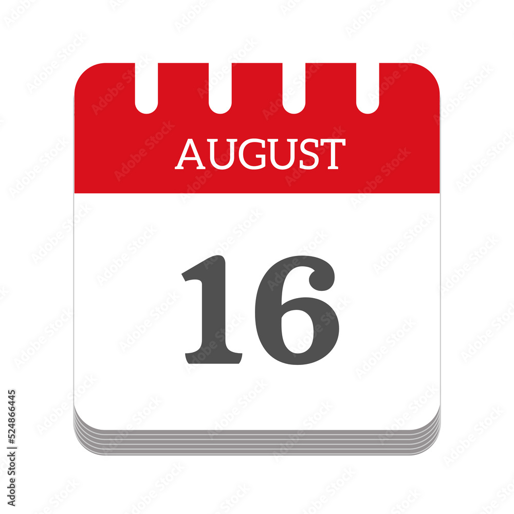 August 16 calendar flat icon August 16 calendar flat icon