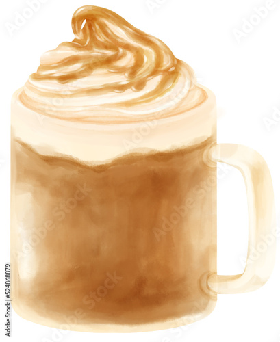 Latte macchiato Coffee drink watercolor