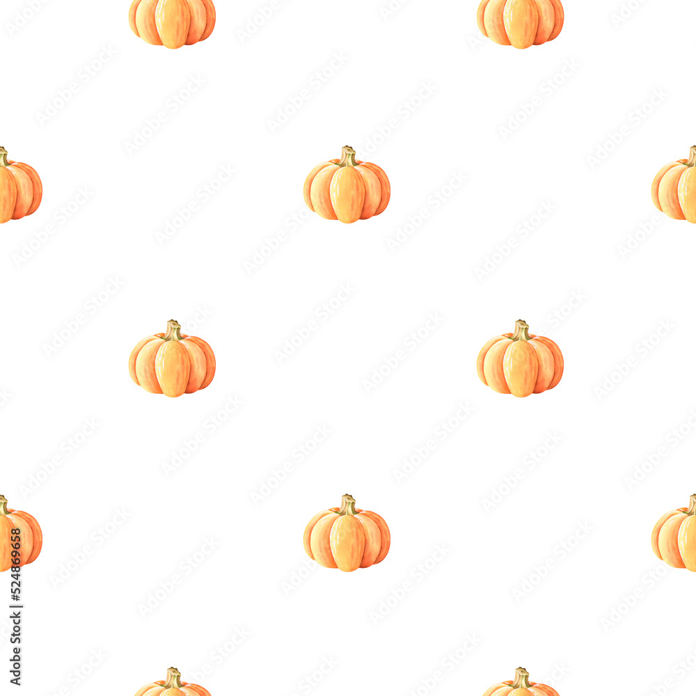 Little pumpkins seamless pattern. Watercolor illustration. Isolated on a white background Little pumpkins seamless pattern. Watercolor illustration. Isolated on a white background