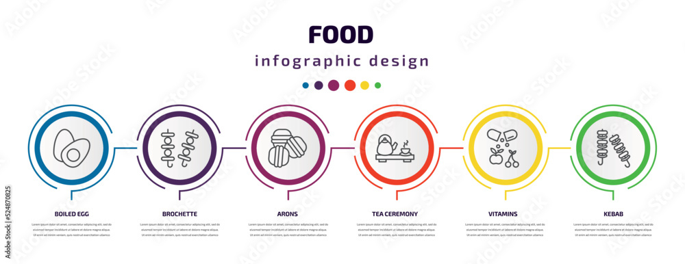 food infographic template with icons and 6 step or option. food icons such as boiled egg, brochette, arons, tea ceremony, vitamins, kebab vector. can be used for banner, info graph, web, food infographic template with icons and 6 step or option. food icons such as boiled egg, brochette, arons, tea ceremony, vitamins, kebab vector. can be used for banner, info graph, web,