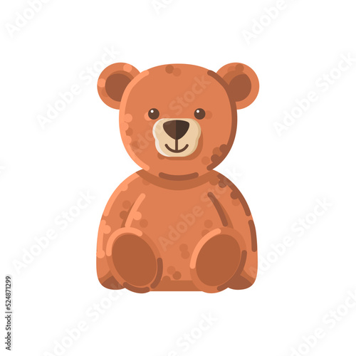 flat illustration cute teddy bear cartoon doll with flat design style