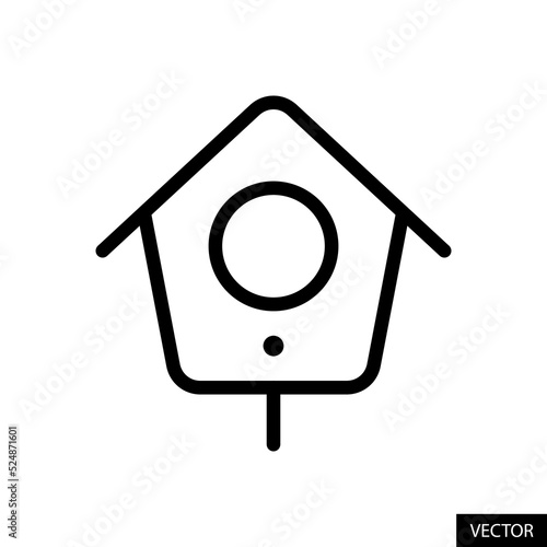Birdhouse, Nest box vector icon in line style design for website design, app, UI, isolated on white background. Editable stroke. Vector illustration.