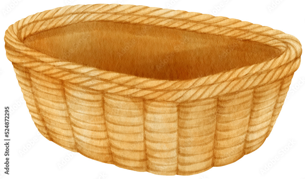 Obraz premium Watercolor wicker basket illustration