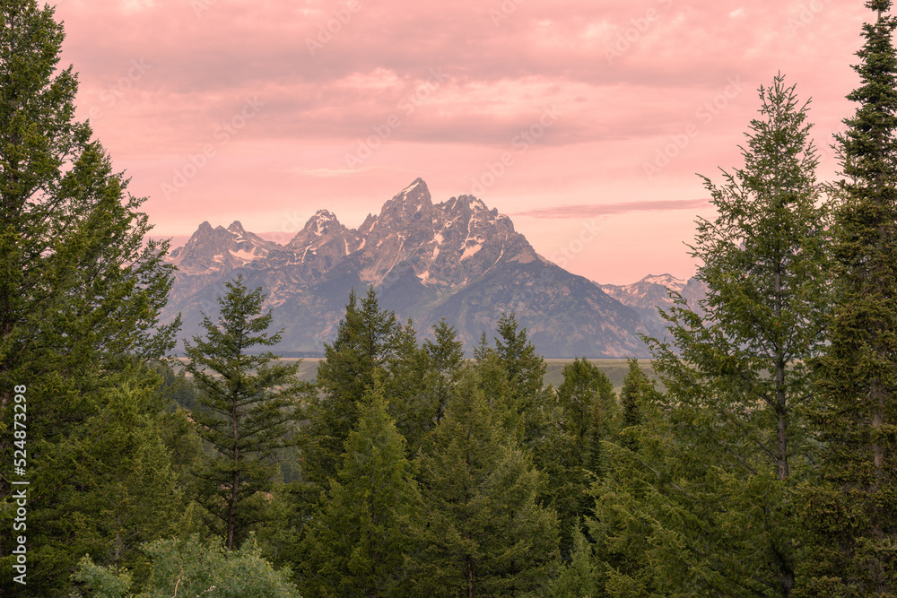 Scenic Summer Landscape in the Tetons at Sunrise