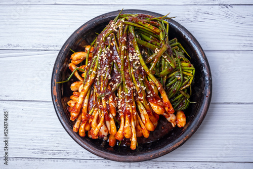 Photos Korean traditional food green onion kimchi