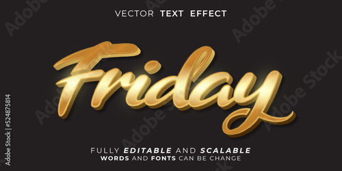 Friday text gold effect, Editable 3d style text tittle