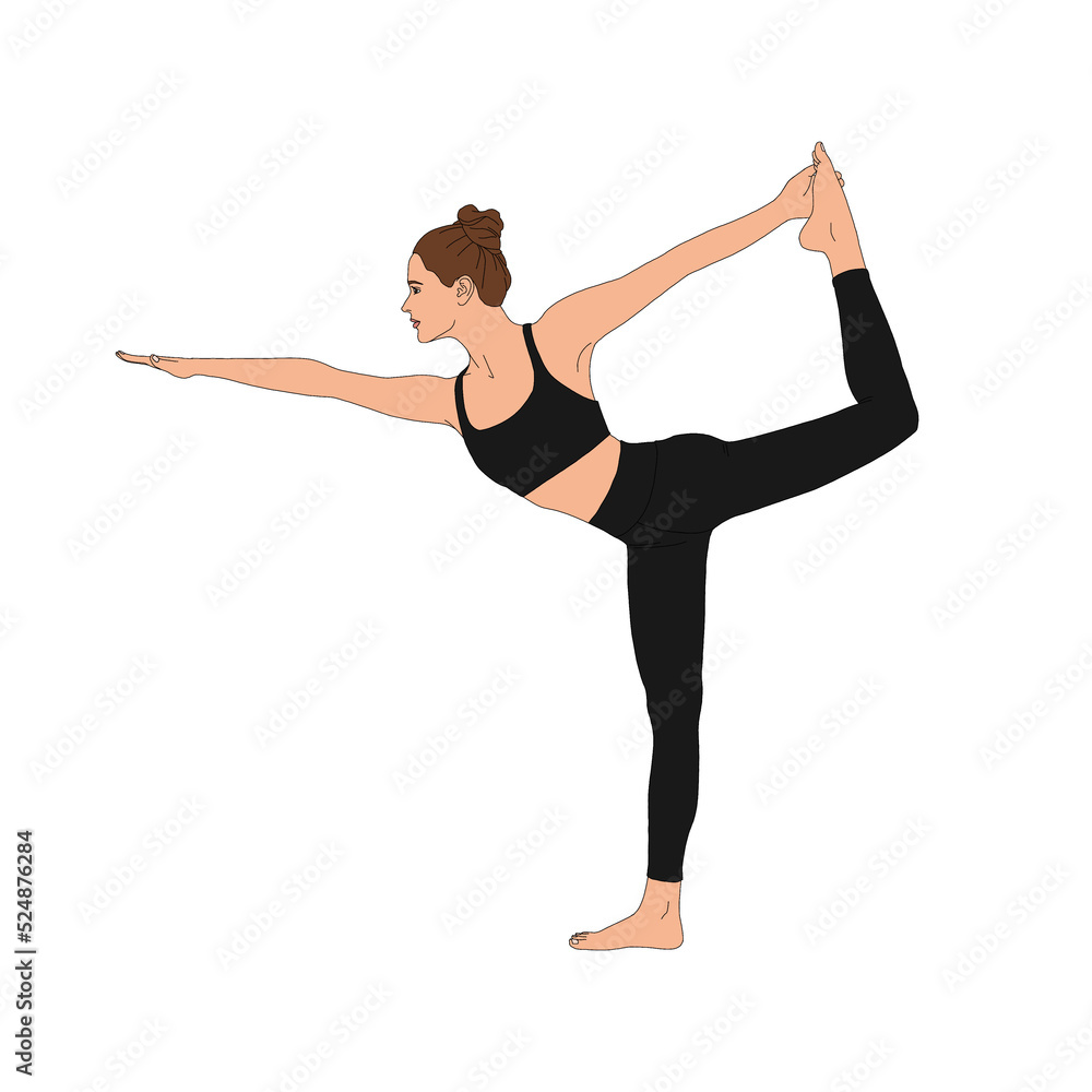 PNG Dancer Pose (Lord Of The dance) / Natarajasana. Flexible standing woman doing practicing deep stretch yoga asana pose exercise without background. Fashion illustration painting poster of person PNG Dancer Pose (Lord Of The dance) / Natarajasana. Flexible standing woman doing practicing deep stretch yoga asana pose exercise without background. Fashion illustration painting poster of person