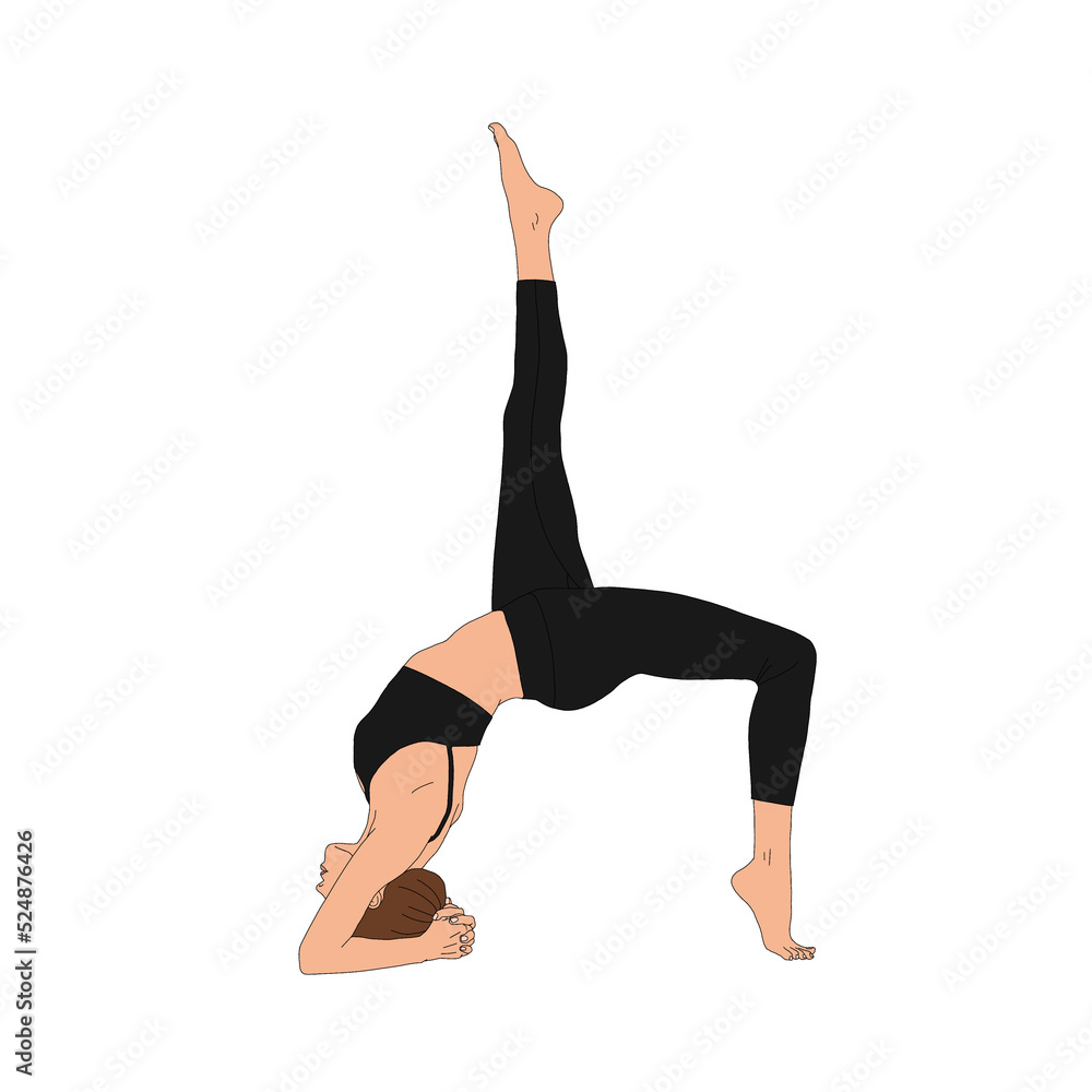 PNG One-Legged Inverted Staff Pose / Eka Pada Viparita Dandasana. Beautiful flexible woman figure doing stretch yoga asana pose exercise without background fashion cartoon painting illustration person PNG One-Legged Inverted Staff Pose / Eka Pada Viparita Dandasana. Beautiful flexible woman figure doing stretch yoga asana pose exercise without background fashion cartoon painting illustration person