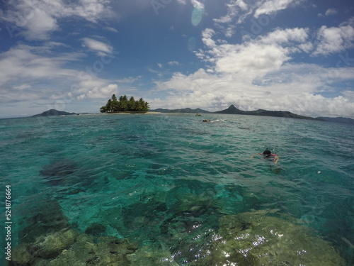Fototapeta Naklejka Na Ścianę i Meble -  Uninhabited island JEEP island in Chuuk, Micronesia. Here is the world's greatest wreck diving destination.Uninhabited island Fonom island in Chuuk, Micronesia. 