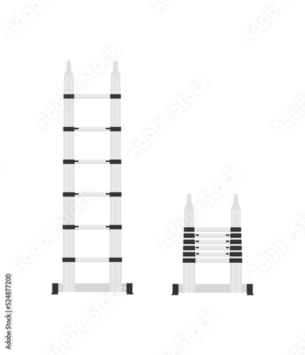 Telescopic ladder illusration vector flat design front view editable.